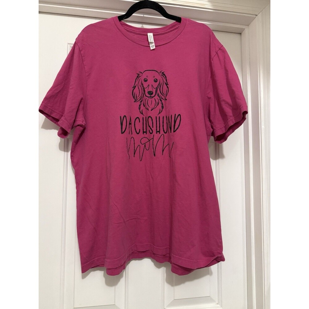 Bella + Canvas Women’s Pink Dachshund Mom T-Shirt 2XL Casual